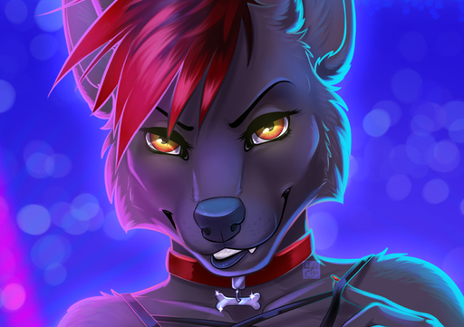 2015 anthro bite biting_lip biting_own_lip black_lips black_nose canid canine canis collar detailed digital_media_(artwork) female front_view fur garter_straps grey_body grey_fur hair lips looking_at_viewer mammal mostly_nude multicolored_eyes nightclub portrait red_eyes red_hair self_bite solo wolf wyla yellow_eyes // 1000x706 // 664.6KB