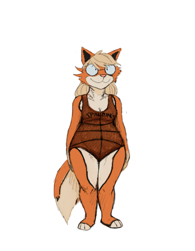 anthro barefoot biped blonde_hair breasts canid canine clothed clothing eyewear feet female fox fur glasses hair hi_res hladilnik long_hair mammal monochrome sasha_(melodyfox) simple_background small_breasts smile solo spalding standing topwear white_background // 1280x1646 // 456.0KB