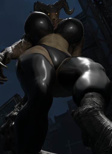 3d_(artwork) absurd_res anthro big_breasts big_butt bra breasts butt clothing deathclaw digital_media_(artwork) female hi_res leggings legwear looking_at_viewer low-angle_view non-mammal_breasts panties reptile reptilligator rubber scalie solo step_pose stepped_on thick_thighs tongue underwear video_games // 1920x2649 // 5.8MB