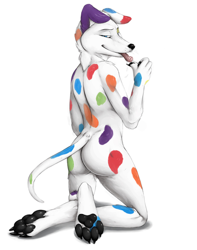2011 anthro bailey biped blue_eyes bodily_fluids butt candy canid canine canis claws dalmatian dessert domestic_dog food fur hair hindpaw kneeling licking lollipop looking_at_viewer looking_back male mammal markings multicolored_body multicolored_fur multicolored_markings nude pawpads paws pose rainbow_body rainbow_fur rainbow_markings saliva seductive simple_background smile solo spots tongue tongue_out truegrave9 white_background white_body white_fur white_hair // 800x1012 // 240.6KB