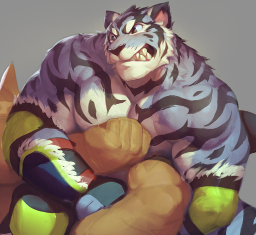 2015 anthro athletic biceps big_muscles black_body black_fur black_nose blue_eyes brown_body brown_fur clenched_teeth clothed clothing dominant dominant_male duo elbow_pads faceless_character faceless_male fangs felid fur glistening knee_pads looking_away male mammal manly markings muscular muscular_male null-ghost pantherine pecs shadow sharp_teeth simple_background stripes struggling tan_body tan_fur teeth tiger topless unknown_species wrestler wrestling // 1053x968 // 1.2MB