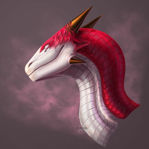 1:1 2019 ambiguous_gender digital_media_(artwork) dragon feral hair headshot_portrait hi_res horn portrait red_hair solo zyavera // 1600x1600 // 144KB