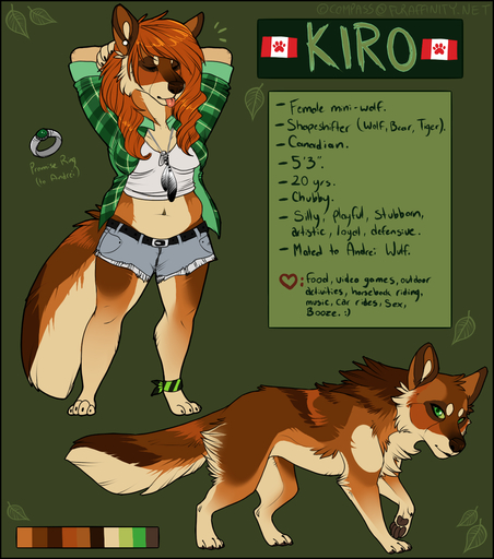 anthro black_border border canid canine canis clothed clothing compass_(artist) english_text female feral hi_res mammal model_sheet side_view solo standing text tongue tongue_out wolf // 1065x1206 // 523.7KB