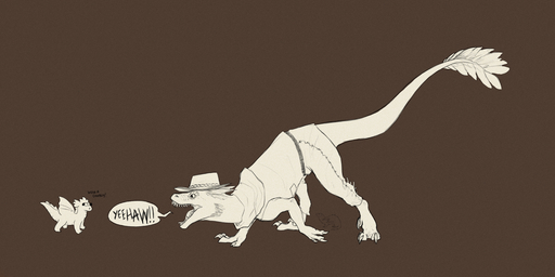 2019 2:1 absurd_res claws clothed clothing dinosaur dragon duo feral ferrety-lixciaa hat headgear headwear hi_res open_mouth reptile scalie simple_background standing teeth tongue // 5760x2880 // 5.0MB