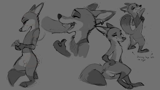 absurd_res anthro canid canine english_text fellatio fox fur genitals half-closed_eyes hi_res male malemale mammal narrowed_eyes nick_wilde oral penile penis sex simple_background sketch text trevart // 3840x2160 // 365.1KB