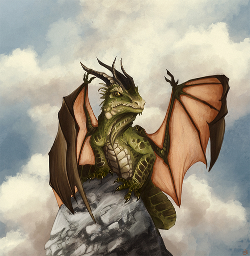 2016 ambiguous_gender claws day detailed_background digital_media_(artwork) dragon feral green_body green_scales horn kanizo membrane_(anatomy) membranous_wings outside scales scalie sky solo spines western_dragon wings // 797x814 // 576.4KB