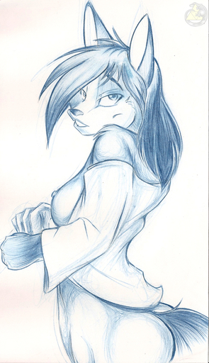 anthro butt canid canine clothing conditional_dnp female fox mammal scappo seductive shirt solo topwear // 489x848 // 307.5KB