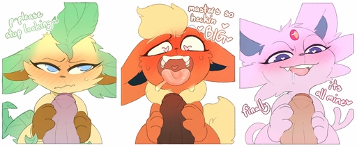 <3 <3_eyes absurd_res ambiguous_gender backsash bestiality blush bodily_fluids drooling eeveelution english_text espeon feral flareon genitals hi_res human leafeon male maleambiguous mammal nintendo open_mouth oral penile penis pokemon pokemon_(species) saliva sex smile teeth text tongue tongue_out video_games // 3346x1384 // 420.7KB