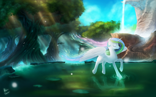 16:10 2014 cloud cutie_mark digital_media_(artwork) digital_painting_(artwork) equid equine eyes_closed feathered_wings feathers female feral friendship_is_magic fur hair hasbro hi_res horn horse lily_pad long_hair mammal multicolored_hair my_little_pony outside photonoko plant princess_celestia_(mlp) sky solo tree water white_body white_feathers white_fur widescreen winged_unicorn wings // 1920x1200 // 1.1MB