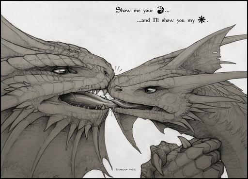 2015 black_border bodily_fluids border claws dialogue dragon drooling duo ecmajor english_text feral feral_on_feral french_kissing greyscale hasbro kissing magic:_the_gathering male monochrome niv-mizzet ojutai open_mouth saliva scales scalie sharp_teeth simple_background teeth text tongue western_dragon white_background wizards_of_the_coast // 1329x958 // 2.0MB