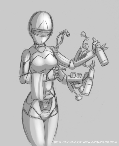 2014 bottle breasts conditional_dnp female jay_naylor machine monochrome not_furry robot sketch solo text url // 472x578 // 113.4KB