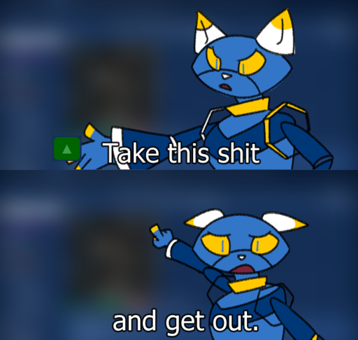 ambiguous_gender blue_body blue_fur english_text esix fur mascot meme netchicken.gamer profanity solo take_this_shit_and_get_out_meme text yellow_sclera // 632x600 // 204.2KB