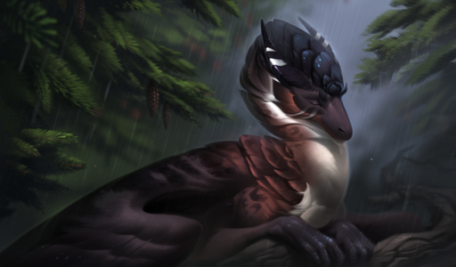2021 absurd_res ambiguous_gender day detailed_background digital_media_(artwork) dragon feathered_dragon feathered_wings feathers feral forest grass hi_res k-dromka outside plant solo tree wings // 3750x2196 // 6.3MB