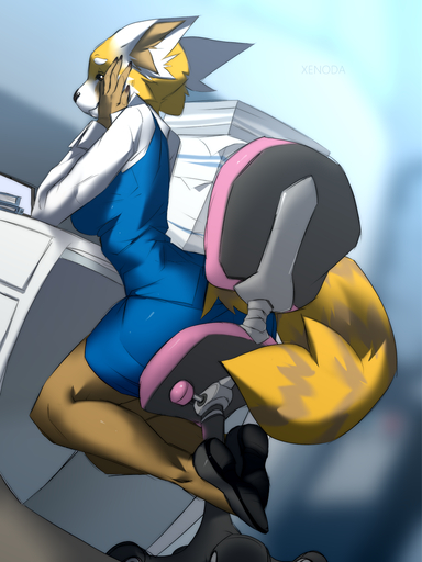 2018 3:4 5_fingers aggressive_retsuko ailurid anthro biped black_nose brown_body brown_fur chair clothed clothing detailed_background digital_media_(artwork) female fingers fluffy fluffy_tail footwear fur furniture hi_res long_tail mammal red_panda retsuko sanrio shoes sitting small_waist smile solo xenoda // 975x1300 // 819.9KB
