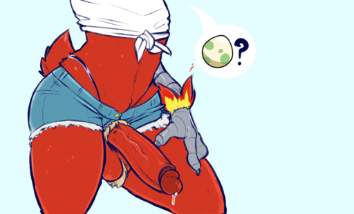 ? anthro ball_tuft balls big_penis blaziken bodily_fluids clothing donkles egg faceless_character faceless_male genital_fluids genitals girly glans humanoid_genitalia humanoid_penis male navel nintendo penis penis_through_fly pokemon pokemon_(species) poking_out precum pubes red_balls red_glans red_penis solo tuft video_games // 1127x683 // 313.0KB