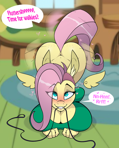 anthro anthrofied ass_up big_breasts bottomless breasts cleavage clothed clothing equid equine female fluttershy_(mlp) friendship_is_magic hasbro hi_res horse jrvanesbroek leash mammal my_little_pony pegasus petplay roleplay solo wings // 1088x1358 // 618KB