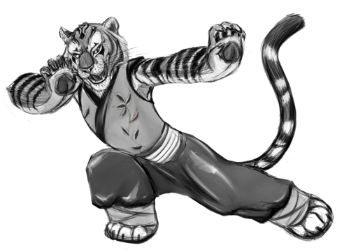 2017 absurd_res anthro claws dreamworks felid female flat_chested fur hi_res kung_fu_panda mammal master_tigress open_mouth pantherine pawpads pose sabrotiger simple_background sketch solo striped_body striped_fur stripes tiger toe_claws white_background // 4299x3035 // 5.7MB