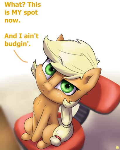 2015 4:5 absurd_res applejack_(mlp) blonde_hair dialogue digital_media_(artwork) earth_pony english_text equid equine eyebrows female feral freckles friendship_is_magic fur green_eyes hair hasbro hi_res horse looking_at_viewer mammal my_little_pony orange_body orange_fur pony ponytail pudgeruffian raised_eyebrow simple_background sitting solo text white_background // 2400x3000 // 2.8MB
