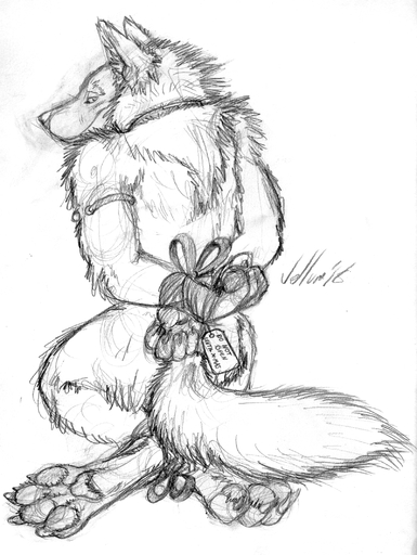 anthro bdsm biped bondage bound canid canine canis collar coyote grin hi_res kneeling looking_at_viewer looking_back mammal monochrome nude rear_view sketch smile solo tuuwa vellum // 1600x2126 // 2.3MB