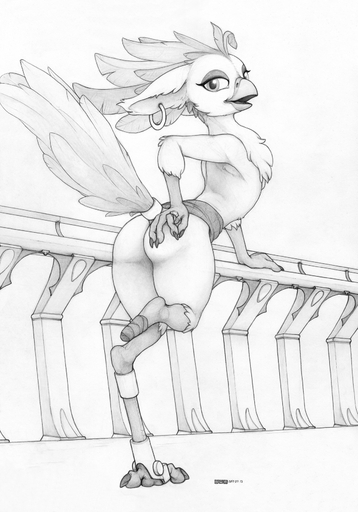 2017 amputee anthro avian bandage beak bird_feet butt captain_celaeno_(mlp) disability ear_piercing ecmajor english_text feathers female friendship_is_magic graphite_(artwork) half-closed_eyes hand_on_butt hasbro hi_res monochrome mostly_nude my_little_pony my_little_pony:_the_movie_(2017) narrowed_eyes pencil_(artwork) piercing ring signature simple_background solo text traditional_media_(artwork) tuft white_background // 1203x1722 // 1.7MB