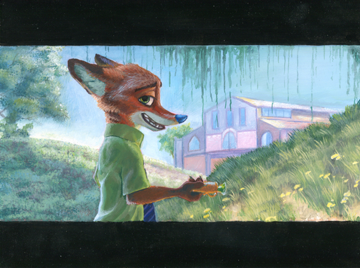 anthro black_bars canid canine day disney fox fur grass green_eyes male mammal nick_wilde open_mouth orange_body orange_fur outside plant red_fox ruaidri smile solo teeth vulpes zootopia // 1147x856 // 1.6MB