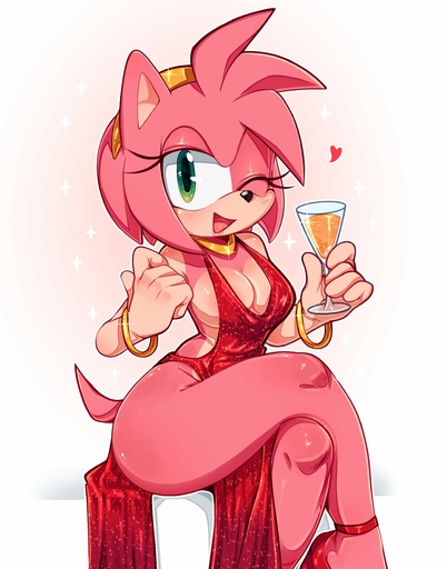 absurd_res amy_rose anthro areola big_breasts breasts cleavage clothed clothing container cup dress drinking_glass eulipotyphlan female glass glass_container glass_cup green_eyes hedgehog hi_res ichig8miruku_(artist) mammal red_clothing red_dress solo wine_glass // 1997x2546 // 392.6KB