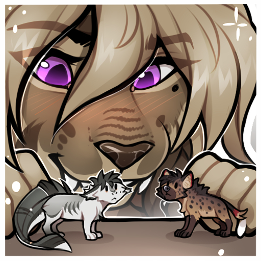 1:1 2020 anthro digital_media_(artwork) eyebrows eyelashes f-r95 falla felid feline female feral group hyaenid mammal meme purple_eyes trio // 512x512 // 305.4KB
