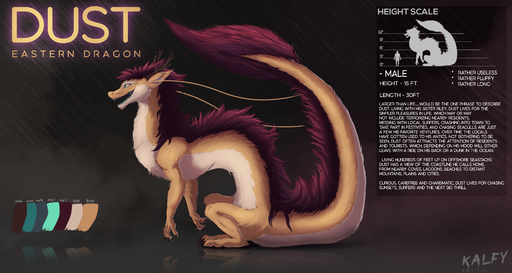 2019 absurd_res asian_mythology digital_media_(artwork) dragon east_asian_mythology eastern_dragon english_text feral fur furred_dragon hi_res horn kalfy male mythology open_mouth solo teeth text wingless_dragon // 6739x3597 // 13.1MB