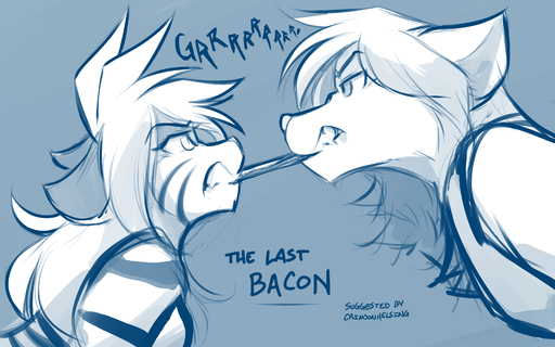 2017 angry anthro bacon blue_and_white blue_background canid canine canis casual_nudity clenched_teeth clothed clothing conditional_dnp duo ears_back face_to_face felid female fight flora_(twokinds) food food_in_mouth fur growling hi_res keidran mammal meat monochrome natani nude object_in_mouth pantherine pivoted_ears sharp_teeth simple_background sketch striped_body striped_fur stripes teeth tiger tom_fischbach tug_of_war twokinds webcomic webcomic_character wolf // 1919x1200 // 946.6KB