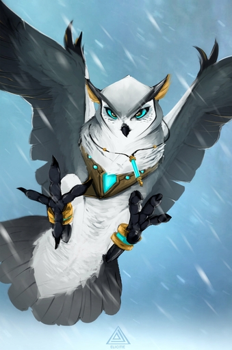 4_toes absurd_res anisodactyl anklet avian beak bird blue_eyes clothed clothed_feral clothing elicitie feathered_wings feathers feet female feral hi_res jewelry looking_at_viewer necklace owl snow solo sora_(crytrauv) spread_wings toes white_body white_feathers wings // 2708x4096 // 686.9KB
