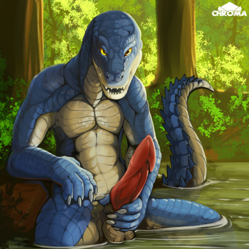 1:1 2020 anthro big_penis chromamancer claws crocodilian digital_media_(artwork) erection genitals hi_res looking_at_viewer male male_only outside penis rene_buford reptile scales scalie // 2048x2048 // 6.1MB