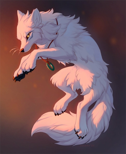 2022 4_toes ambiguous_gender canid canine digital_media_(artwork) feet feral fox fur hi_res hioshiru looking_at_viewer mammal paws solo toes white_body white_fur yellow_eyes // 1051x1280 // 102KB