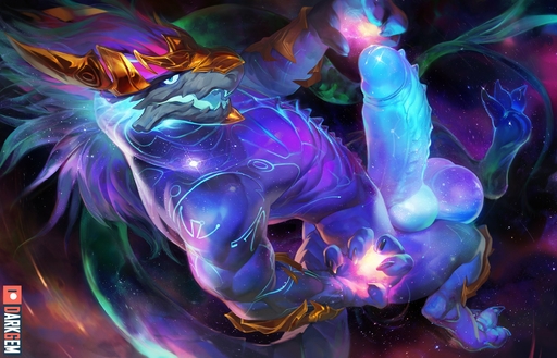 anthro aurelion_sol_(lol) balls biceps big_balls claws darkgem dragon genitals gold_(metal) gold_jewelry hair hi_res horn humanoid_genitalia humanoid_penis jewelry knot looking_at_viewer male muscular muscular_anthro muscular_male pecs penis solo space toe_claws video_games // 2642x1700 // 588.5KB