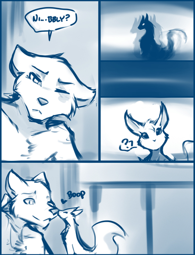 anthro balcony blue_and_white boop canid canine canis chest_tuft claws conditional_dnp duo english_text eyes_closed fangs female fur handrail keidran male mammal monochrome mrs._nibbly nose_boop rodent sciurid sketch sythe_(twokinds) text tom_fischbach tuft twokinds webcomic webcomic_character wolf wounded // 825x1075 // 739.5KB
