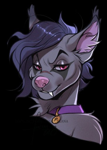 2018 alpha_channel ambiguous_gender anthro blue_hair bust_portrait canid canine canis collar eyelashes fangs fur furlana grey_body grey_fur grin hair half-closed_eyes hi_res inner_ear_fluff looking_at_viewer mammal narrowed_eyes pink_eyes portrait simple_background smile solo transparent_background tuft wolf // 969x1359 // 1.9MB