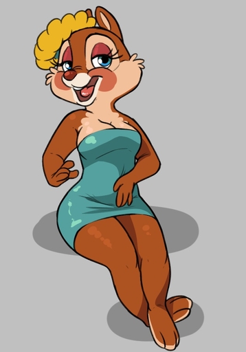 2018 3_toes 4_fingers anthro blue_eyes brown_body brown_fur cheek_tuft chipmunk clarice_(disney) clothed clothing digital_drawing_(artwork) digital_media_(artwork) dress eyelashes facial_tuft feet female fingers flower fur grey_background ground_squirrel mammal open_mouth open_smile plant red_nose rodent sciurid short_dress simple_background siroc smile solo toes tuft // 635x909 // 86.8KB