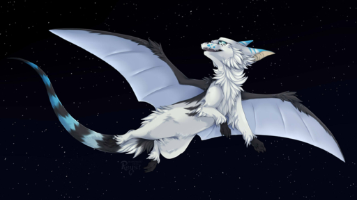 2016 detailed_background digital_media_(artwork) dragon feral flying fur furred_dragon hi_res membrane_(anatomy) membranous_wings night open_mouth outside reysi sky solo star starry_sky teeth tongue wings // 2500x1406 // 1.3MB