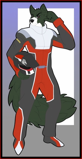 2019 5_fingers anthro black_nose brown_eyes canid canine canis clothed clothing digital_media_(artwork) fingers fur green_body green_fur hi_res male mammal solo tales_foxdale wolf // 659x1280 // 112.1KB