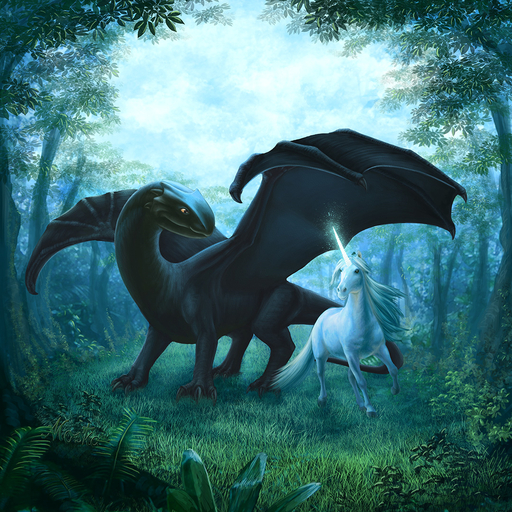 1:1 ambiguous_gender arkaedri claws day detailed_background digital_media_(artwork) dragon duo equid equine feral forest grass hooves horn horse mammal membrane_(anatomy) membranous_wings outside plant tree unicorn wings // 1080x1080 // 2.1MB