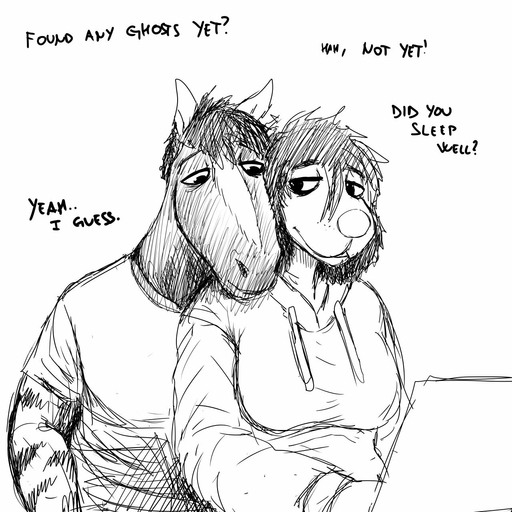 1:1 2019 anthro black_and_white canid canine canis clothing comic computer dialogue domestic_dog duo equid equine female head_on_shoulder hi_res hladilnik hoodie horse inside laptop male mammal michelle_(hladilnik) monochrome shirt simple_background sitting sketch text topwear white_background will_(hladilnik) zebra // 1280x1280 // 257.6KB