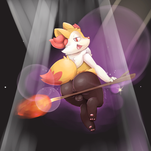 1:1 :d anthro backsack balls barefoot big_butt biped black_balls braixen butt canid canine feet fire flying fur genitals half-closed_eyes hi_res inner_ear_fluff lambent looking_at_viewer looking_back low-angle_view magic magic_user male mammal narrowed_eyes nintendo nude open_mouth pawpads paws pokemon pokemon_(species) pokken_tournament presenting presenting_hindquarters sharp_teeth sitting smile solo stick teeth tongue tuft video_games witch // 1889x1889 // 1.6MB