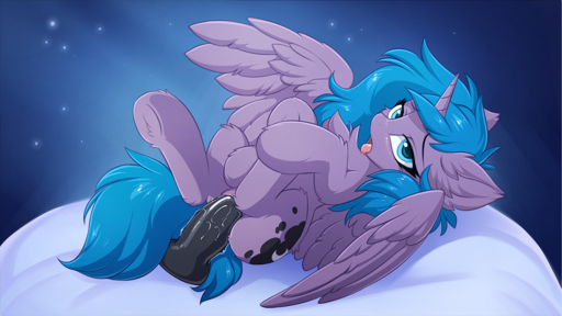 cutie_mark digital_media_(artwork) dildo equid equine feathered_wings feathers female feral fur hioshiru hooves horn horse lying mammal open_mouth penetration princess_luna_(mlp) sex_toy solo tongue underhoof winged_unicorn wings // 1280x721 // 975.0KB