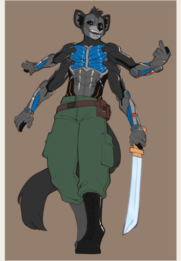 2022 5_fingers anthro digital_media_(artwork) faint fingers holding_object holding_sword holding_weapon male melee_weapon shirtless smile solo sword weapon // 746x1080 // 327.9KB