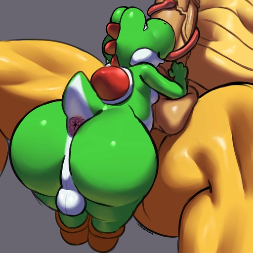 1:1 2020 absurd_res anthro anthro_on_anthro anus backsack balls big_balls big_butt big_penis bowser butt chromamorph clothing digital_media_(artwork) dinosaur duo erection fellatio footwear genitals green_yoshi hi_res humanoid_genitalia humanoid_penis koopa larger_male licking long_tongue male malemale mario_bros muscular muscular_male nintendo nude oral penile penis penis_lick reptile scalie sex shoes simple_background size_difference smaller_male smile spread_legs spreading tongue tongue_out tonguejob vein veiny_penis video_games yoshi // 3000x3000 // 473.8KB