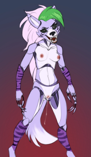 2021 absurd_res animatronic anthro bodily_fluids breasts butt_from_the_front canid canine canis claws cum cum_drip cum_in_pussy cum_inside cybernetics discreet_user dripping ear_piercing fangs female genital_fluids genitals hi_res machine mammal piercing pussy robot roxanne_wolf_(fnaf) scary scary_face solo video_games wolf // 1551x2682 // 2.2MB