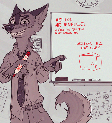 2021 4_fingers anthro belt biped bottomwear canid canine canis cheek_tuft classroom claws clock clothed clothing collared_shirt course_number coyote detailed_background english_honorific english_text facial_tuft fingerpads fingers fire_alarm fluffy fluffy_tail gesture hashtag head_tuft holding_marker holding_object honorific information_board inside lesson_number looking_at_viewer male mammal marker message moses_(samur_shalem) neck_tuft necktie note number pants pawpads pointing samur_shalem school sign signature smile solo standing subject_number teacher teeth text tuft untucked_shirt wall_clock whiteboard // 1080x1186 // 2.5MB