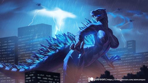 16:9 2019 4_fingers aircraft alanscampos anthro big_breasts breasts city crossgender digital_media_(artwork) female fingers godzilla helicopter hi_res kaiju macro non-mammal_breasts nude open_mouth outside raining solo text tongue url yellow_eyes // 2000x1125 // 355.4KB