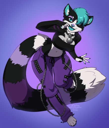 2021 4_toes 5_fingers anthro blue_eyes blue_hair blue_tongue breasts clothed clothing digital_media_(artwork) ear_piercing ear_ring feet felid feline female fingers hair hi_res kittydee looking_at_viewer mammal piercing smile solo toes tongue // 1098x1280 // 680KB