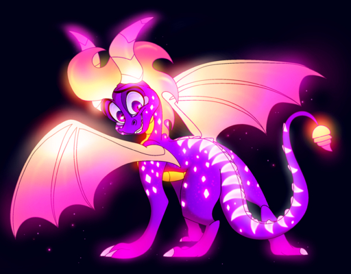 2019 activision ambiguous_gender black_background claws digital_media_(artwork) dragon feral glowing hi_res horn membrane_(anatomy) membranous_wings plaguedogs123 purple_eyes scales scalie simple_background solo spines spyro spyro_the_dragon video_games western_dragon wings // 2588x2021 // 2.1MB