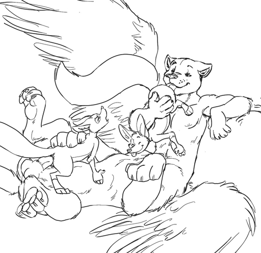 6_legs anal anal_penetration anthro anthro_on_taur balls citra claws digital_drawing_(artwork) digital_media_(artwork) erection feathered_wings feathers felid felid_taur fluffy fluffy_tail genitals group group_sex licking line_art male malemale male_penetrated male_penetrating male_penetrating_male mammal mammal_taur monochrome multi_leg multi_limb nude oral pantherine pantherine_taur penetration penis rimming scotty_panthertaur sex sketch taur threesome toe_claws tongue tongue_out trio wings zaush // 893x865 // 159.4KB